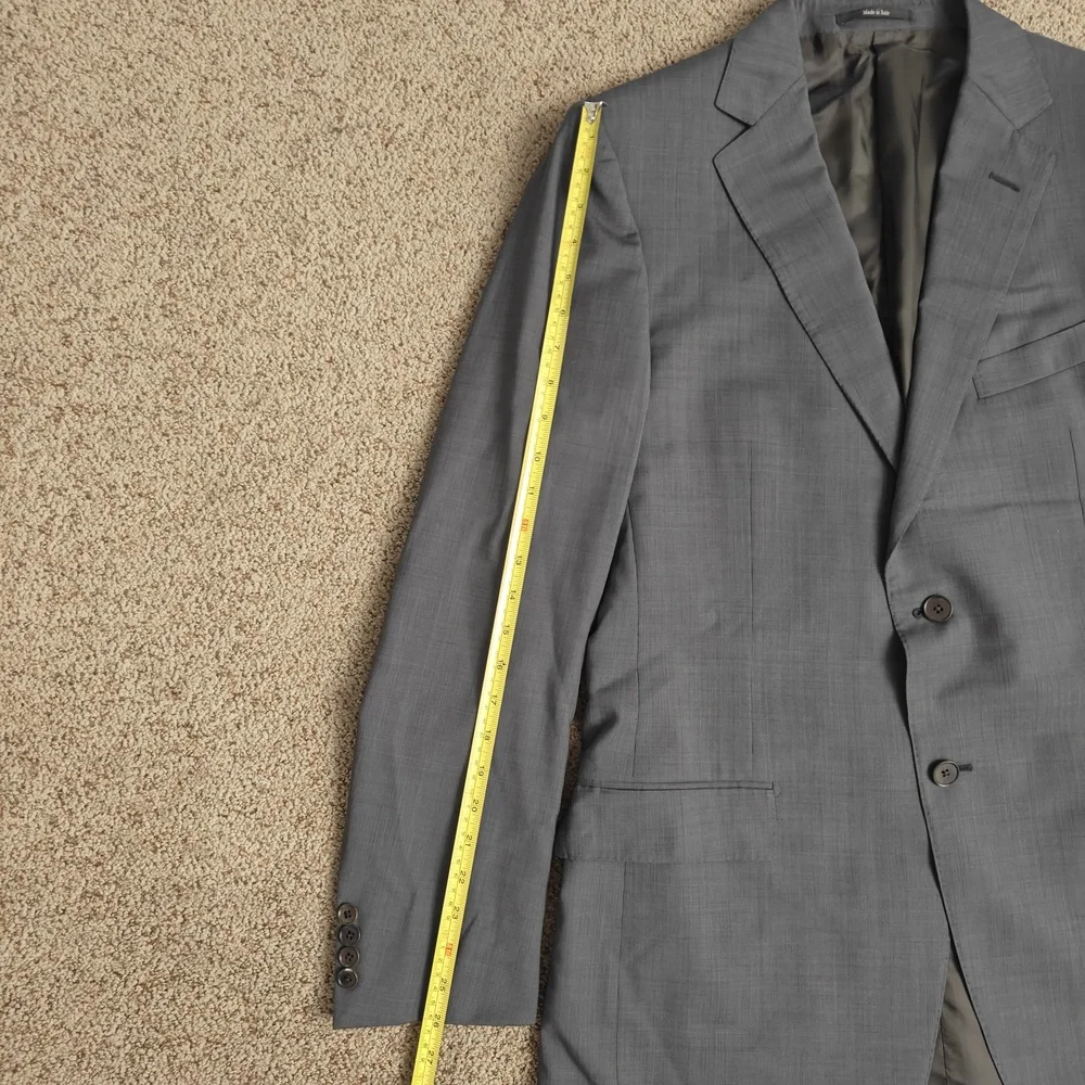 Ermenegildo‎ Zegna Jacket Mens 52 L Gray Suit Fit Rom Wool Notched Lapel 2Button